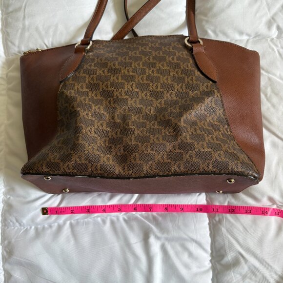 Karl Lagerfeld Paris Brown Monogram Large Paris Suki Tote Purse - Picture 16 of 16